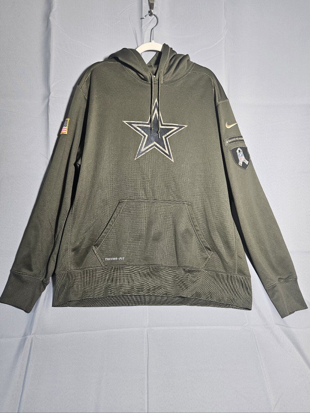 Dallas Cowboys Nike Salute to Service Sideline Dri-FIT Lightweight Hoodie Sz XXL